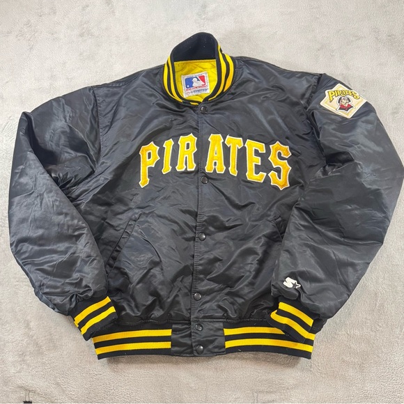 Vintage Authentic 80s Pittsburgh Pirates Satin Jacket Size Large Clean And Rare